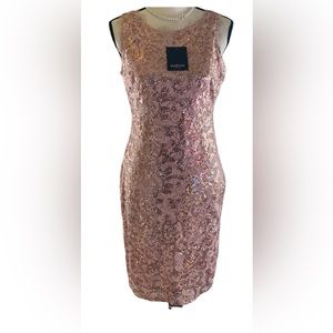 Marina NWT mauve sequin lace dinner dress sz 4